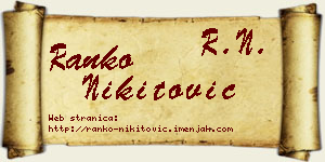 Ranko Nikitović vizit kartica